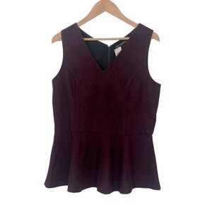 Banana Republic Fitted Burgundy Wool Peplum Top - Size 8
